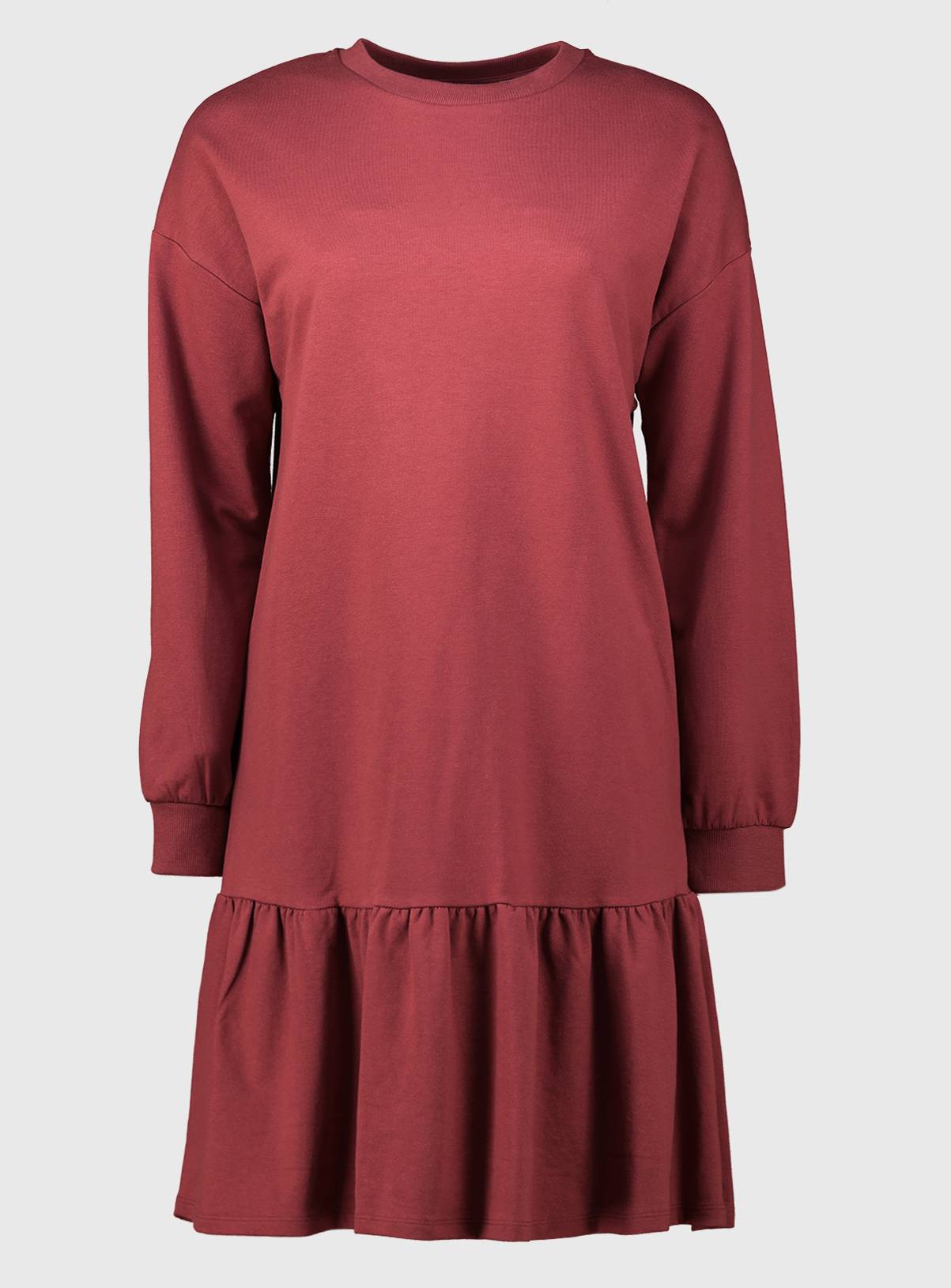 Maroon Drop Hem Sweat Dress - 24 - Image 3